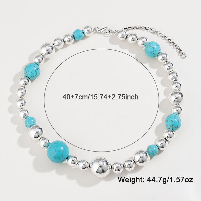 Elegant Turquoise Beaded Necklace for Women Fashion Jewelry