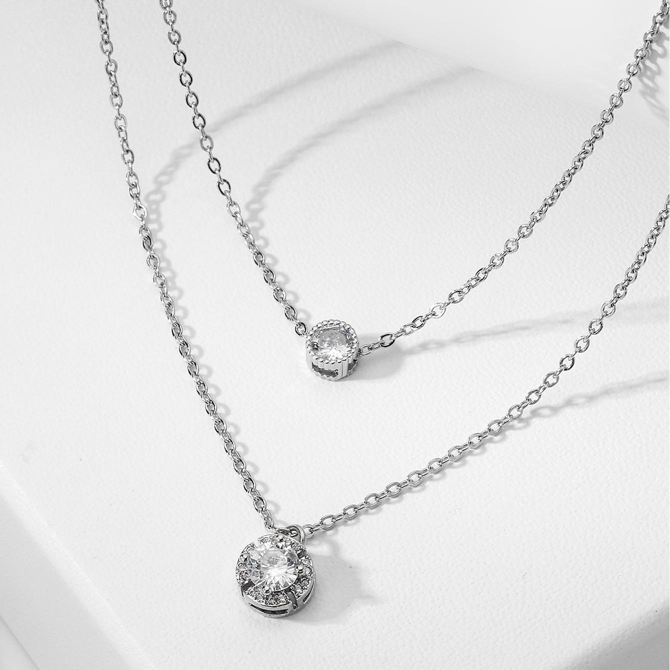 Sparkling Zircon Double-Layer Necklace
