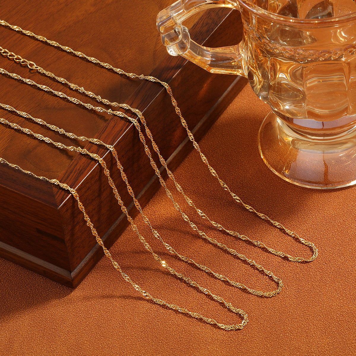 Fashion Water Ripple Necklace Elegant Silver Chain Jewelry for Women