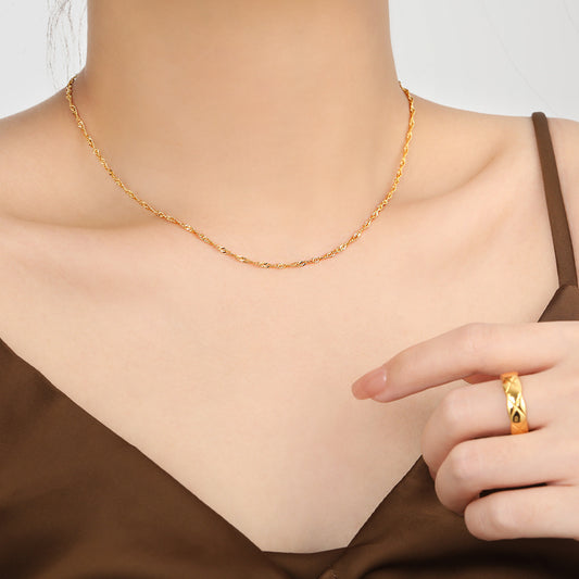 Fashion Water Ripple Necklace Elegant Silver Chain Jewelry for Women