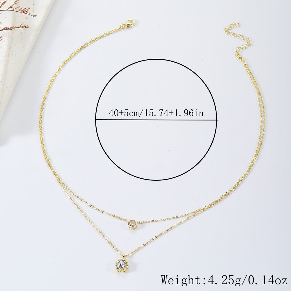 Sparkling Zircon Double-Layer Necklace