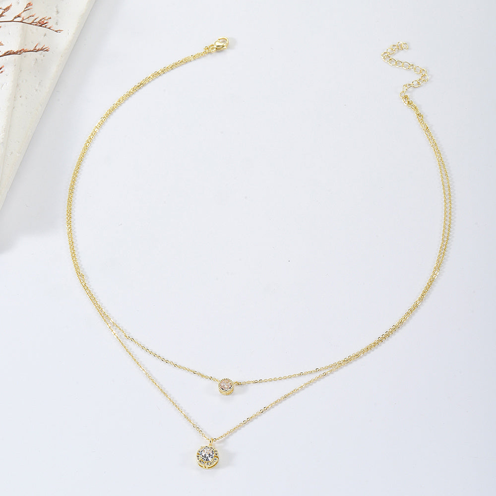Sparkling Zircon Double-Layer Necklace