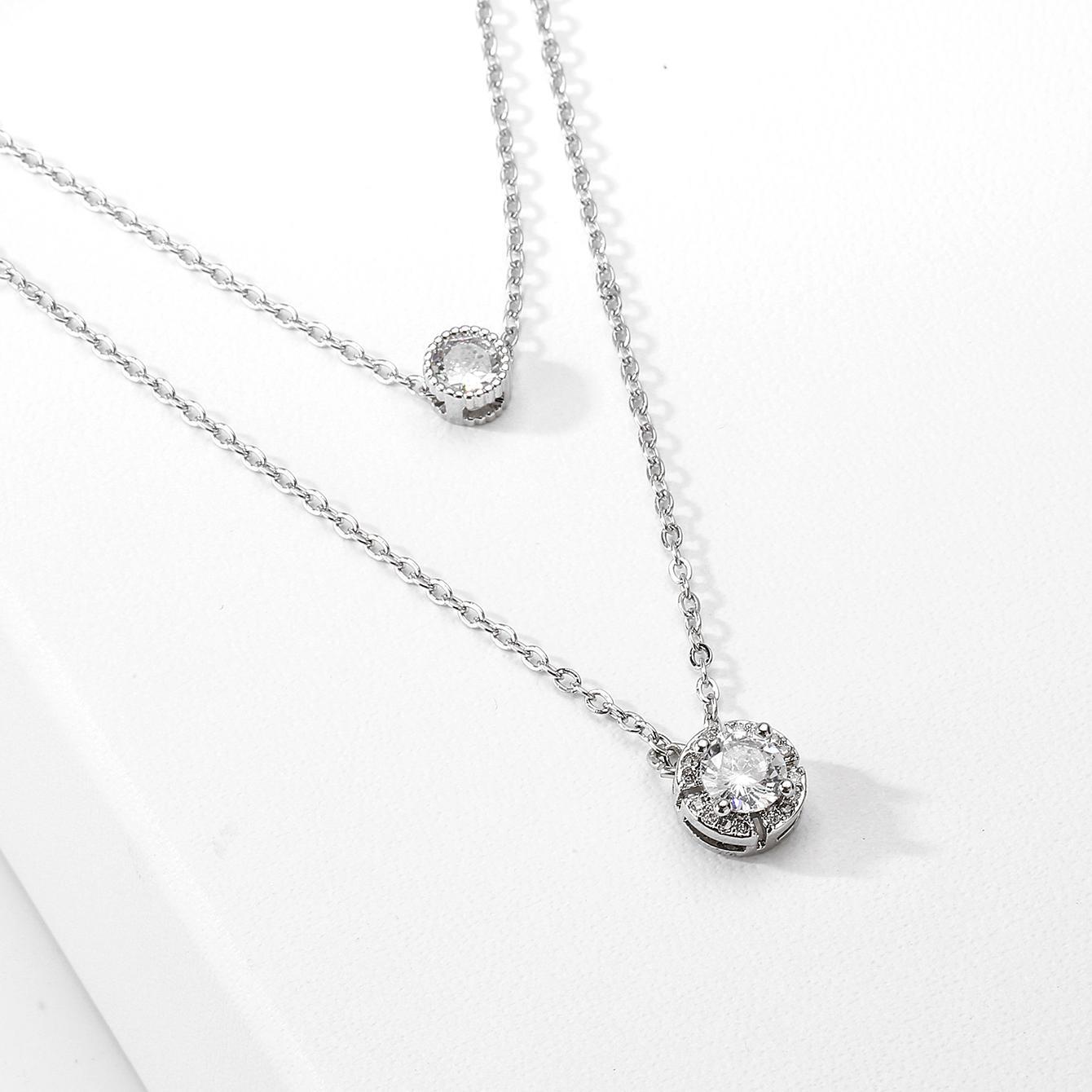 Sparkling Zircon Double-Layer Necklace