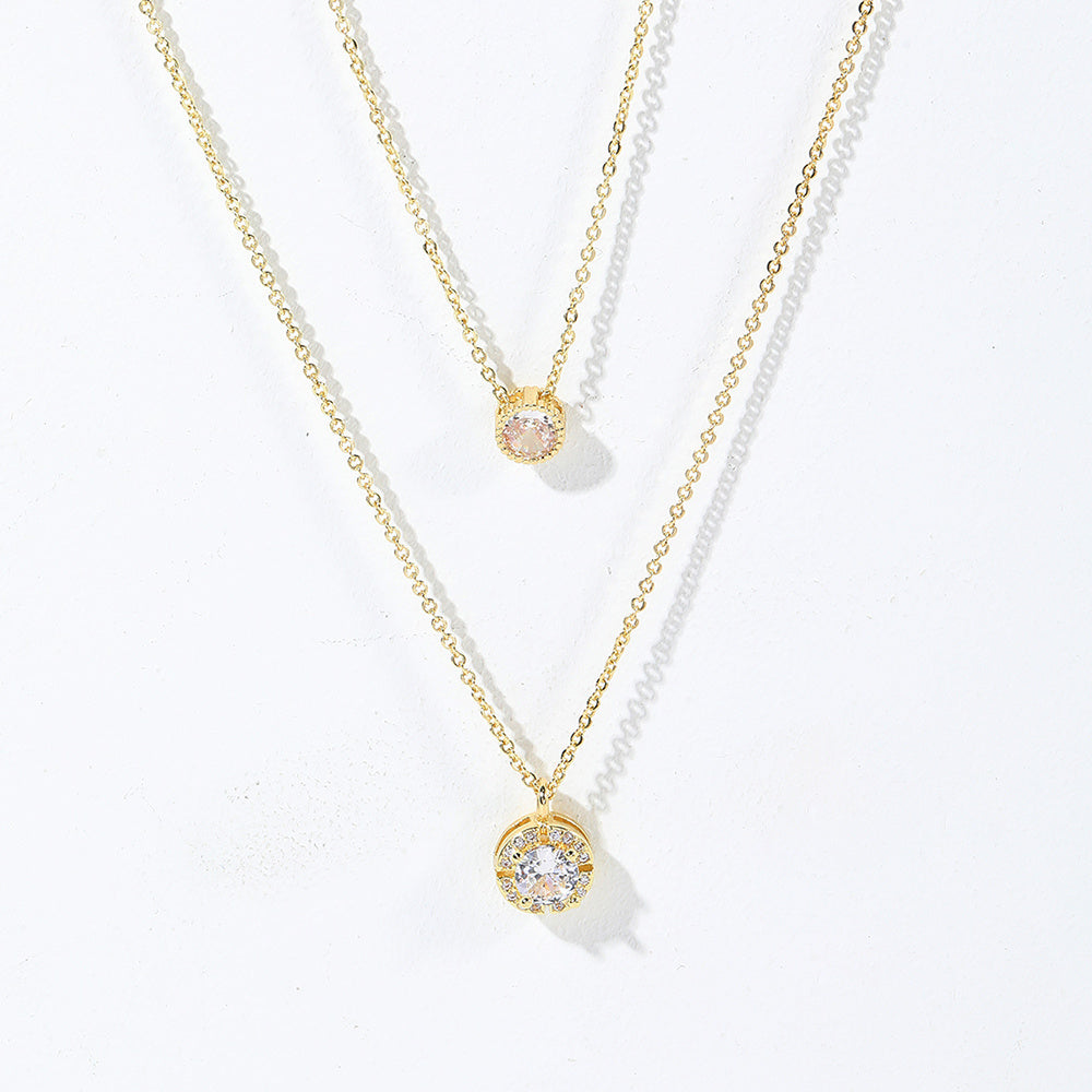 Sparkling Zircon Double-Layer Necklace