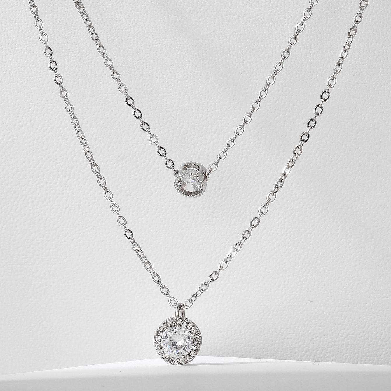 Sparkling Zircon Double-Layer Necklace