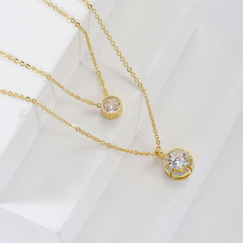 Sparkling Zircon Double-Layer Necklace